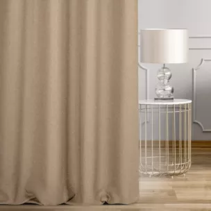 Zasłona szyta na taśmie fala jasnobrązowa z tkaniny o naturalnym splocie w stylu eko