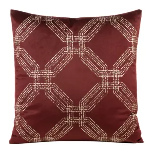 Poszewka na poduszkę 45x45 cm welwetowa z błyszczącym nadrukiem bordowa BLINK 30 Eurofirany