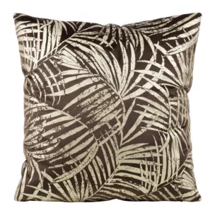 Poszewka na poduszkę 45x45 cm welwetowa ze złocistym nadrukiem botanicznych liści brązowa BLINK 26 Eurofirany
