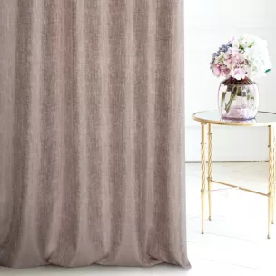 Zasłona szyta na flexach pudrowo różowa z tkaniny melanżowej przetykanej błyszczącą nicią