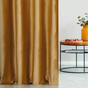 Zasłona szyta na taśmie fala ceglasta z tkaniny welwetowej w pionowe prążki, wykończona obciążnikiem