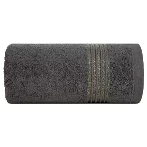 Ręcznik kąpielowy 50x90 cm bawełniany kolor grafitowy zdobiony paseczkami 500 g/m2 LILA Eurofirany
