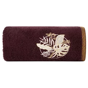 Ręcznik kąpielowy 50x90 cm bawełniany kolor bordowy z haftowana bordiurą 500 g/m2 PALMS Eurofirany