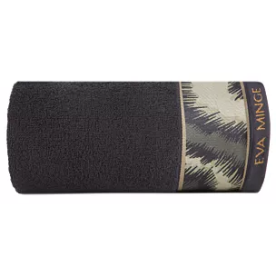 Ręcznik kąpielowy 50X90 cm bawełniany kolor czarny,beżowy z designerską bordiurą 500 g/m2 EVA 24 Eva Minge Eurofirany