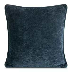 Poszewka na poduszkę 45x45 cm granatowa z szenilowej garbowanej tkaniny i wypustką na brzegach KLARA 01 Eurofirany
