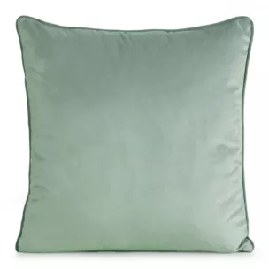 Poszewka na poduszkę 45x45 cm welwetowa o delikatnym połysku z ozdobną lamówką ciemnomiętowa GAJA 2 Eurofirany