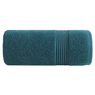 Ręcznik do rąk 30x50 cm bawełniany kolor turkusowy 0 twist zdobiony paseczkami 550 g/m2 MOLLY Eurofirany