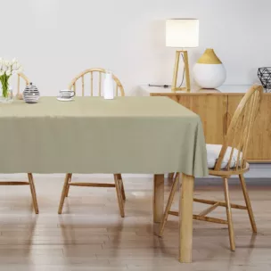 Obrus szyty STYLE beżowy o naturalnym charakterze, z widocznym, ozdobnym splotem