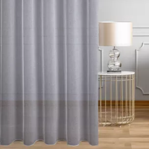 Firana szyta na tunelu biało srebrzysta z eleganckiej siatki w stylu glamour z połyskliwą nicią, wykończona obciążnikiem Italissima Eva Minge