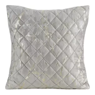 Poszewka na poduszkę 45x45 cm welwetowa pikowana metodą hot press zdobiona błyszczącym nadrukiem marmuru beżowa BLINK 44 Eurofirany