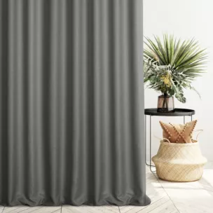 Zasłona szyta na tunelu popielata z tkaniny typu dimout o średnim stopniu zaciemnienia