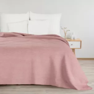 Koc bawełniany 180x220 cm pudrowy róż ze strukturalnym wzorem 3D AMBER DESIGN 91 Eurofirany