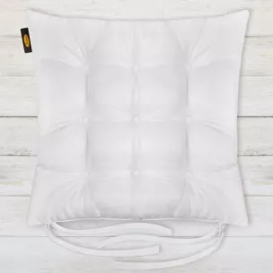 Poduszka na krzesło dwustronna 40 x 40 x 6 cm welurowa biała z dziewięcioma pikowaniami ADORE  Eurofirany