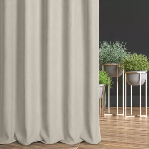 Zasłona szyta na taśmie fala beżowa z tkaniny o grubym splocie i efektem melanżu