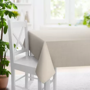 Obrus na wymiar beżowy z tkaniny z jodełkowym wzorem geometrycznym