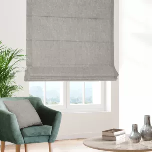 Roleta rzymska popielata z miękkiej w dotyku tkaniny szenilowej