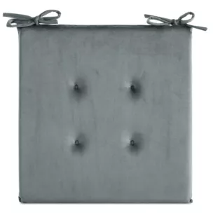 Poduszka na krzesło 40 x 40 x 3 cm welwetowa srebrna z ozdobnym pikowaniem i praktycznymi troczkami GAJA Eurofirany