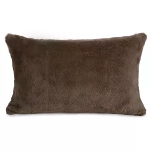 Poszewka na poduszkę 30x50 cm ciemnobrązowa z miękkiej futrzanej tkaniny NINA Eurofirany
