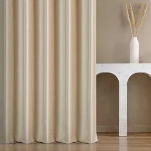 Zasłona szyta na taśmie fala ciemnokremowa z miękkiej półmatowej tkaniny welwetowej