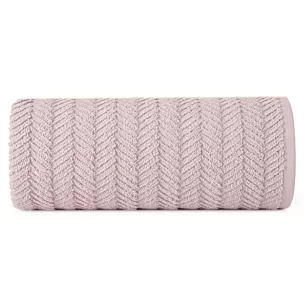 Ręcznik do rąk 30x50 cm bawełniany kolor pudrowy zdobiony wzorem jodełki 550 g/m2 ETNO Eurofirany