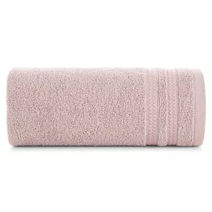 Ręcznik do rąk 30x50 cm bawełniany kolor pudrowy róż z subtelną bordiurą w paseczki 500 g/m2 ALLY Eurofirany