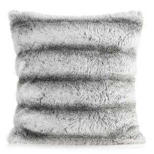 Poszewka na poduszkę 45x45 cm biała, stalowa z przyjemnego futerka LUCY Eurofirany