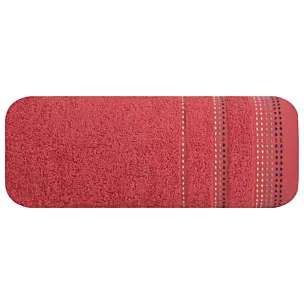 Ręcznik kąpielowy 70x140 cm bawełniany kolor czerwony z ozdobnym stębnowaniem 500 g/m2 POLA Eurofirany