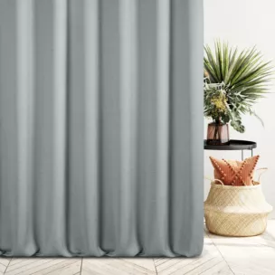 Zasłona szyta na taśmie fala srebrna z tkaniny o naturalnym splocie z efektem melanżu