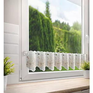 Tkanina firanowa zazdrostka z etaminy z uroczym haftem drobnych kwiatów Eurofirany