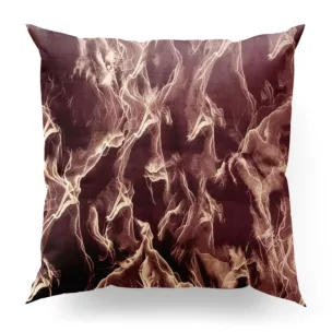 Poszewka szyta bordowo złocista z tkaniny welwetowej ze złotym marmurkowym nadrukiem