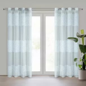 Firana niebieska zdobiona puszystą aplikacją 140x250 cm przelotka ESTER Eurofirany