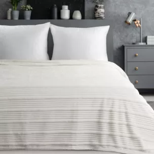 Koc 200x220 cm biały, typu flano z wzorem 3D NINA Eurofirany