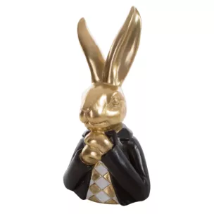 Figurka dekoracyjna ZAJĄCZEK w marynarce kolor czarno, złoty Eurofirany