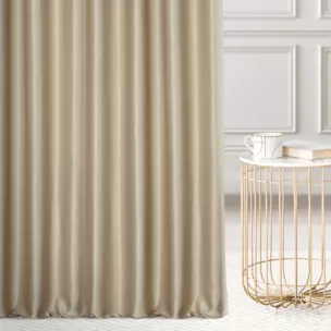 Zasłona szyta na taśmie 8 cm beżowa z jednokolorowej gładkiej tkaniny