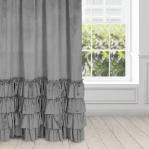 Zasłona stalowa z welwetu zdobiona falbanami 140x270 taśma CHARLOTTE 1 Eurofirany