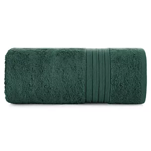Ręcznik kąpielowy 70x140 cm bawełniany kolor ciemnozielony zdobiony bordiura w paski 550 g/m2 AURA Eurofirany