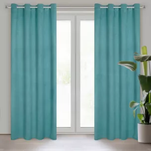 Zasłona ciemnoturkusowa  zaciemniająca o strukturalnym wzorze  135x250 cm przelotka CARLO Eurofirany