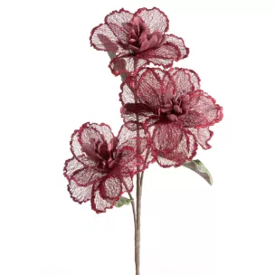 Kwiat sztuczny czerwony z siateczki 90 cm Eurofirany
