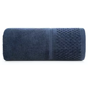 Ręcznik kąpielowy 70x140 cm bawełniany kolor granatowy z efektowną bordiurą 550 g/m2 IBIZA Eurofirany