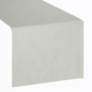 Bieżnik na stół naturalny 40x140 cm z żakardowej tkaniny FLASH świąteczny w prążki przetykane szampańską nicią