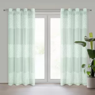 Firana miętowa zdobiona puszystą aplikacją 140x250 cm przelotka ESTER Eurofirany