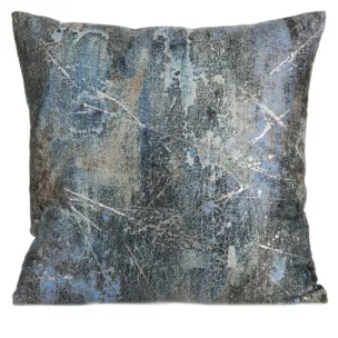 Poszewka na poduszkę 45x45 cm welwetowa zdobiona metalicznym wzorem turkusowa ESTER Eurofirany