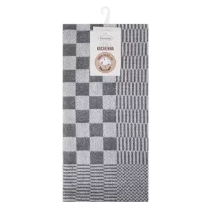Komplet ściereczek kuchennych 2szt 50x70 cm bawełniany kolor stalowy zdobionych motywem szachownicy 200 g/m2 MAURO Eurofirany