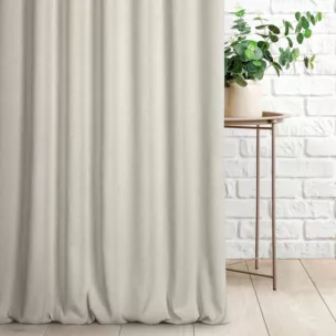 Zasłona szyta na taśmie fala kremowa z tkaniny o grubym splocie i efektem melanżu