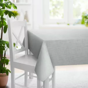 Obrus szyty FELICITY srebrny o naturalnym splocie w melanżowych odcieniach