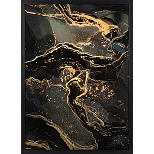 Obraz abstrakcja grafitowy ze złotym nadrukiem na czarnym tle 53x73 cm AURORA  Eurofirany