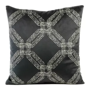 Poszewka na poduszkę 45x45 cm welwetowa z błyszczącym nadrukiem grafitowa BLINK 30 Eurofirany
