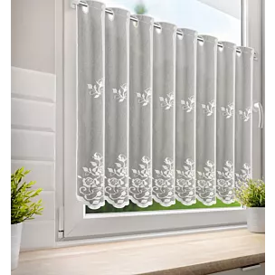 Tkanina firanowa zazdrostka zdobiona haftem roślinnym Eurofirany