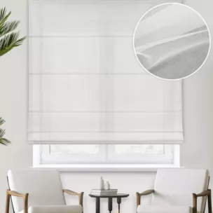 Roleta rzymska ADEN kremowa z matowej tkaniny Aden, wykończona obciążnikiem