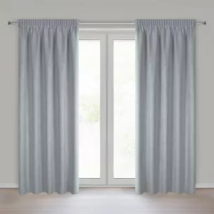 Zasłona ciemnoniebieska o naturalnym splocie z efektem melanżu 140x270 cm taśma - JULA2 Eurofirany